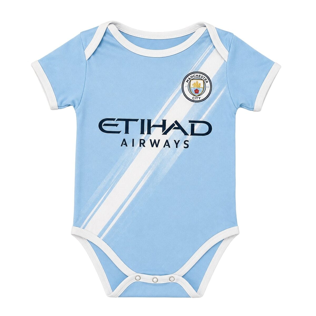 Man City Home Baby kit 12 months bodysuit front