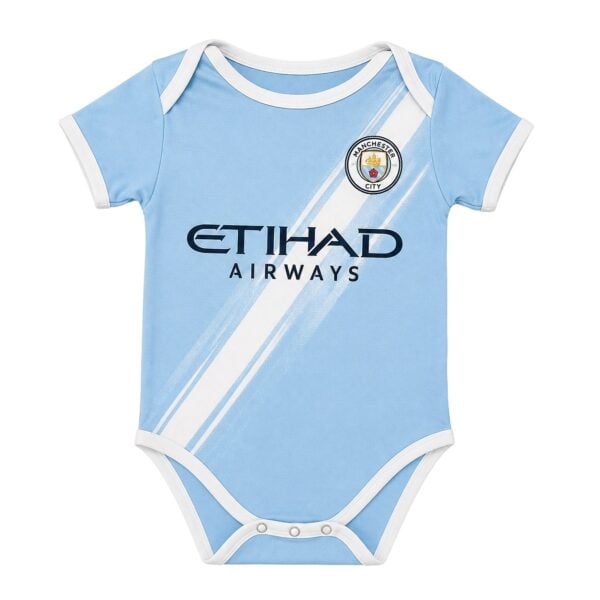 man-city-home-baby-front - UAE SPORT STORE Man City Home Baby kit 12 months bodysuit front