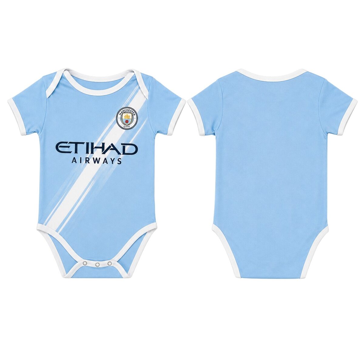 Man City Home Baby kit 12 months bodysuit front and back