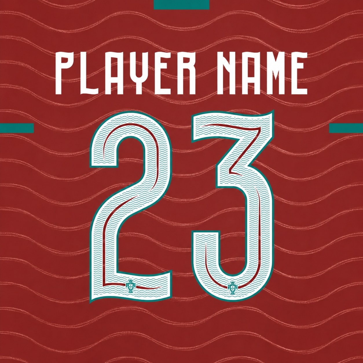 Portugal World Cup 2026 Font Kit – Preview | UAE SPORT STORE Portugal World Cup 2026 font kit - player name and number preview