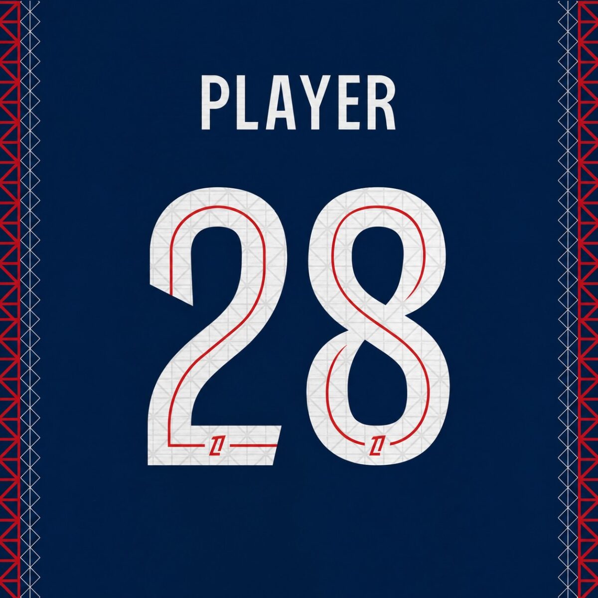 PSG 2025/26 home font kit - player name and number preview