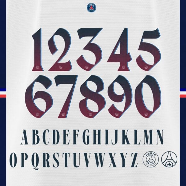 PSG 2026/27 Away Font Kit – Numbers & Letters | UAE SPORT STORE PSG 2026/27 away font kit - full A-Z letters and 0-9 numbers set