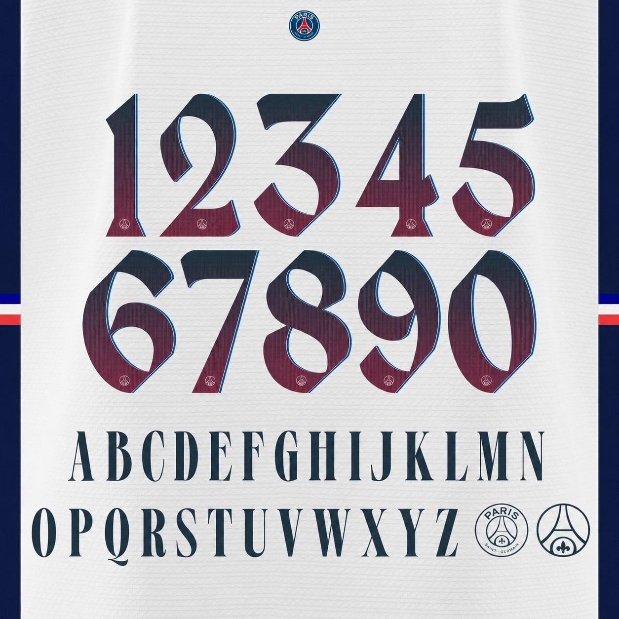 PSG 2026/27 Away Font Kit – Numbers & Letters | UAE SPORT STORE PSG 2026/27 away font kit - full A-Z letters and 0-9 numbers set