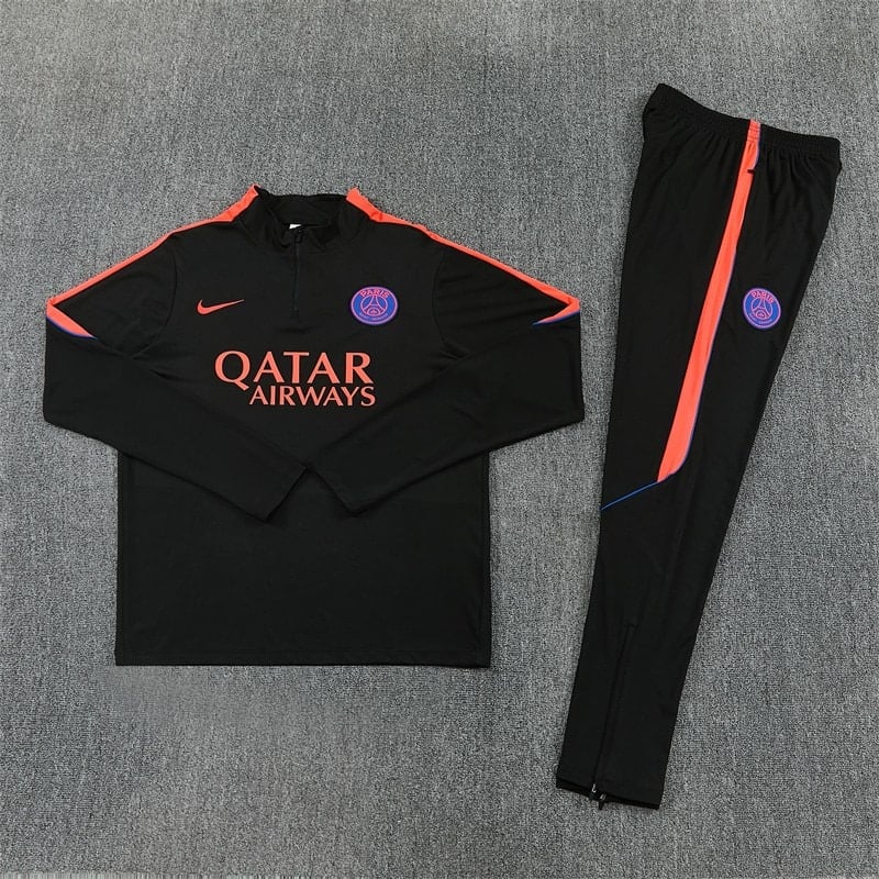 psg-black-coral-quarter-zip-training-tracksuit-2027-flatlay-frontjpg | UAE SPORT STORE PSG training tracksuit 2027 top and pants