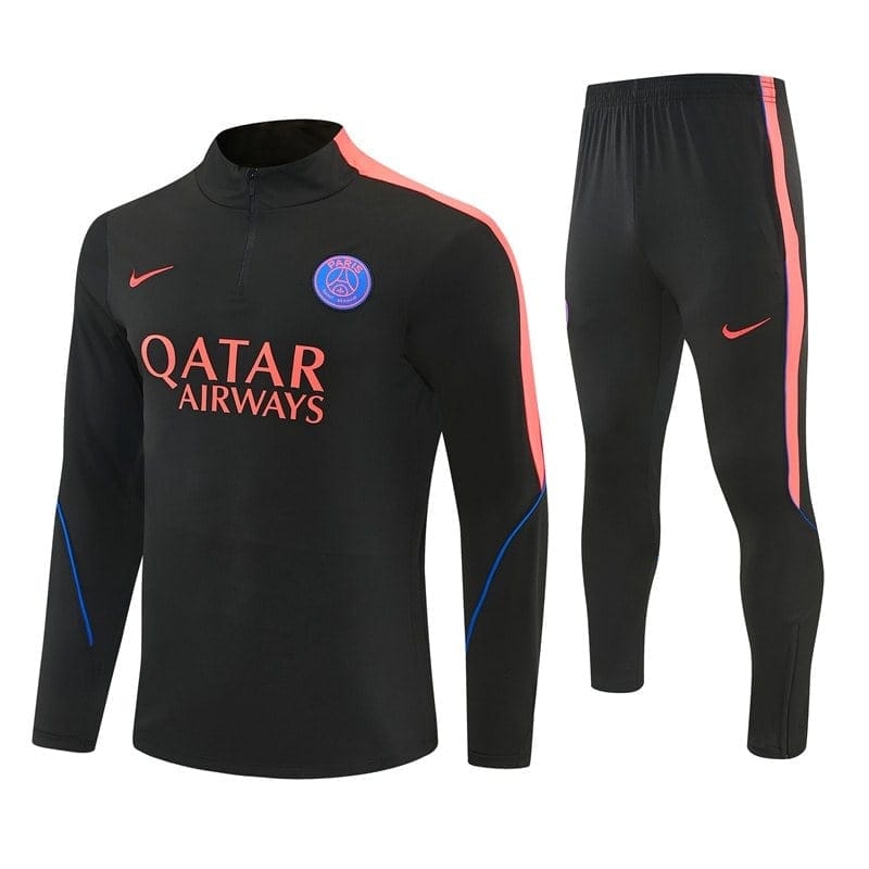 psg-black-coral-quarter-zip-training-tracksuit-2027jpg | UAE SPORT STORE PSG Black & Coral Quarter-Zip Training Tracksuit Set 2027