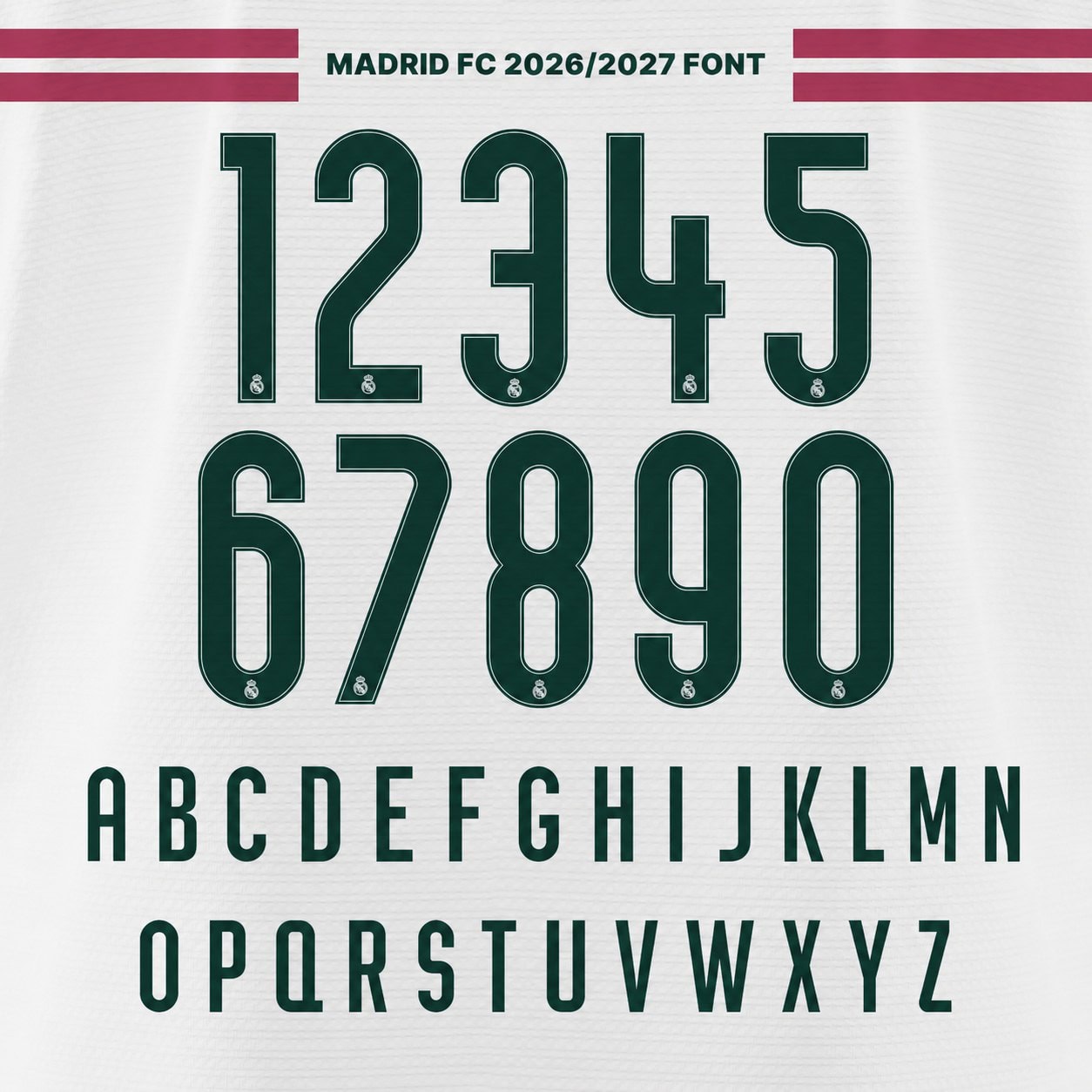 Real Madrid 2026/27 Font Kit – Numbers & Letters | UAE SPORT STORE Real Madrid 2026/27 font kit - full numbers and letters set