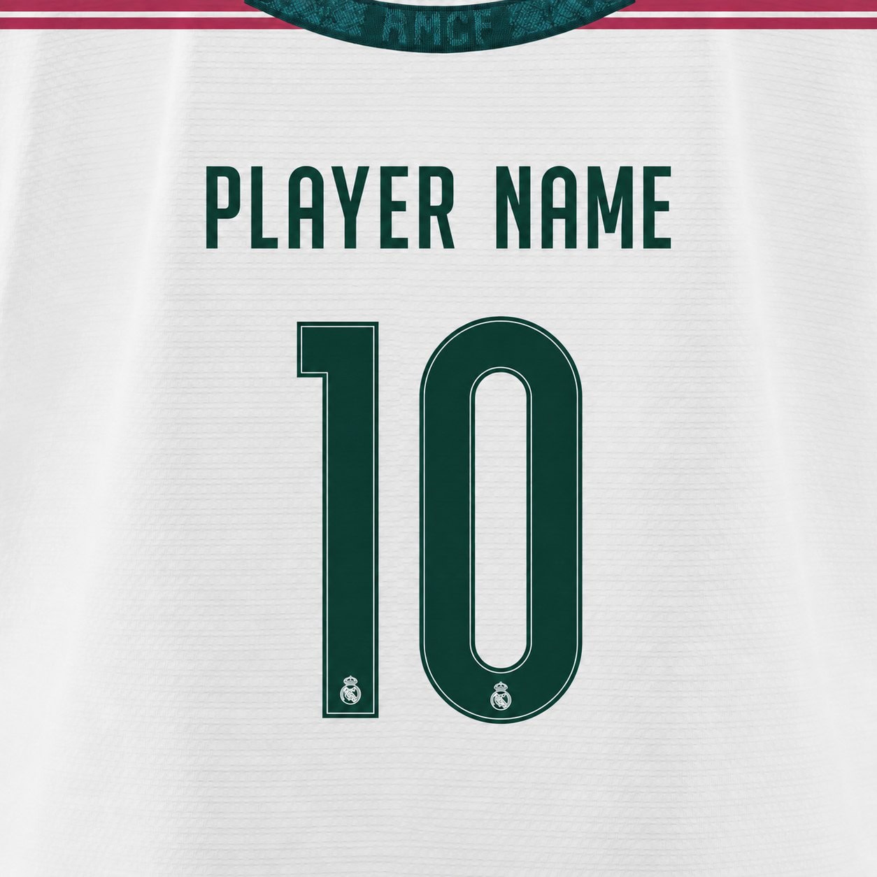 Real Madrid 2026/27 Font – Name & Number Preview | UAE SPORT STORE Real Madrid 2026/27 custom player name and number printing preview