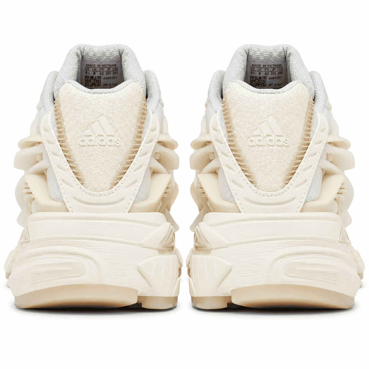 Adidas Adistar Jellyfish sneakers in chalk white color, front view.