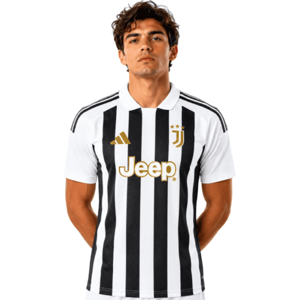 222_a16a0583-a2f9-4620-afae-58c3b1c1e10fpng - UAE SPORT STORE Juventus home football jersey with black and white vertical stripes, Jeep logo.