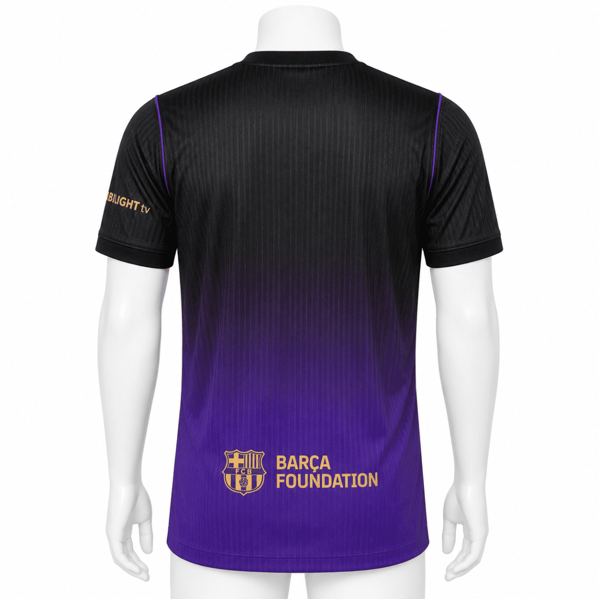 Barcelona away player jersey 2026/27 with purple and black design and 'Barça Foundation' logo.