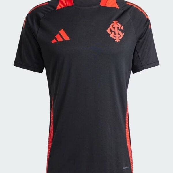Black and red football jersey with club crest and Adidas logo.