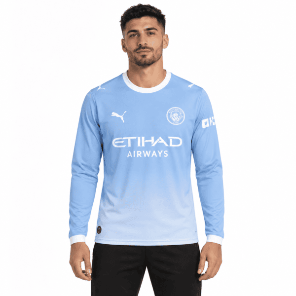 4677ca3c-fb0c-4705-81c9-977a15c623bb - UAE SPORT STORE Manchester City long sleeve home jersey 2026/27 season in light blue with sponsor logo.