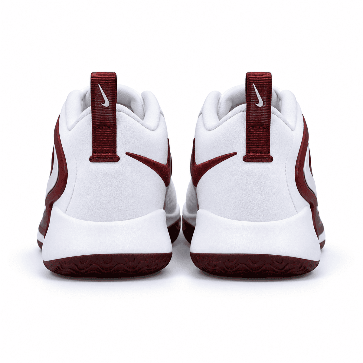 Nike Air Zoom Hyperset 2 volleyball shoes in white and team red from the back.