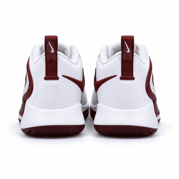 Nike Air Zoom Hyperset 2 volleyball shoes in white and team red from the back.