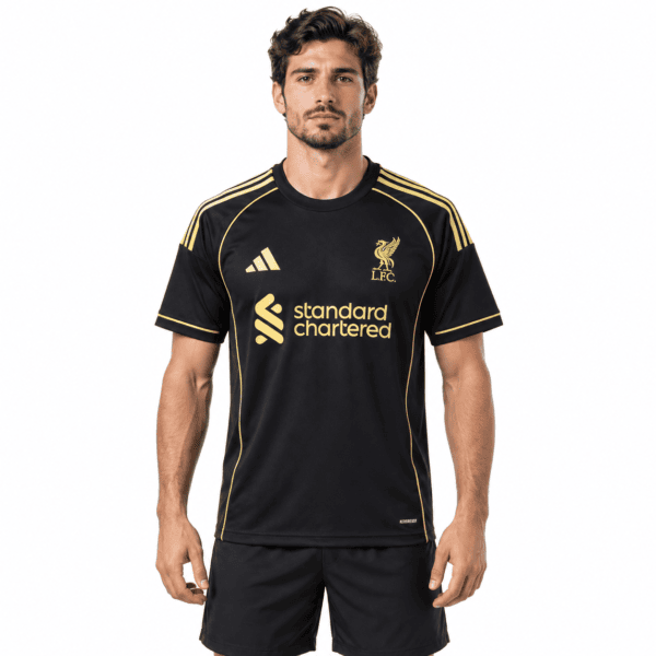 53431f90-c1f1-4b26-ba25-25be36252747 - UAE SPORT STORE Liverpool FC black away jersey with gold accents, season 2025/26.