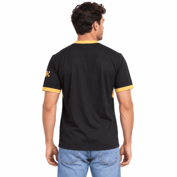 Man City Away Jersey 2026/27 black with yellow accents, back view.