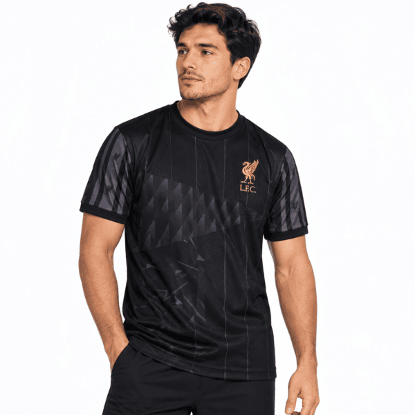 Liverpool special edition blackout jersey in black with gold logo and accents.