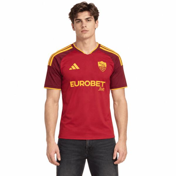 Roma home football jersey 2026/27 season red with yellow accents and club crest.