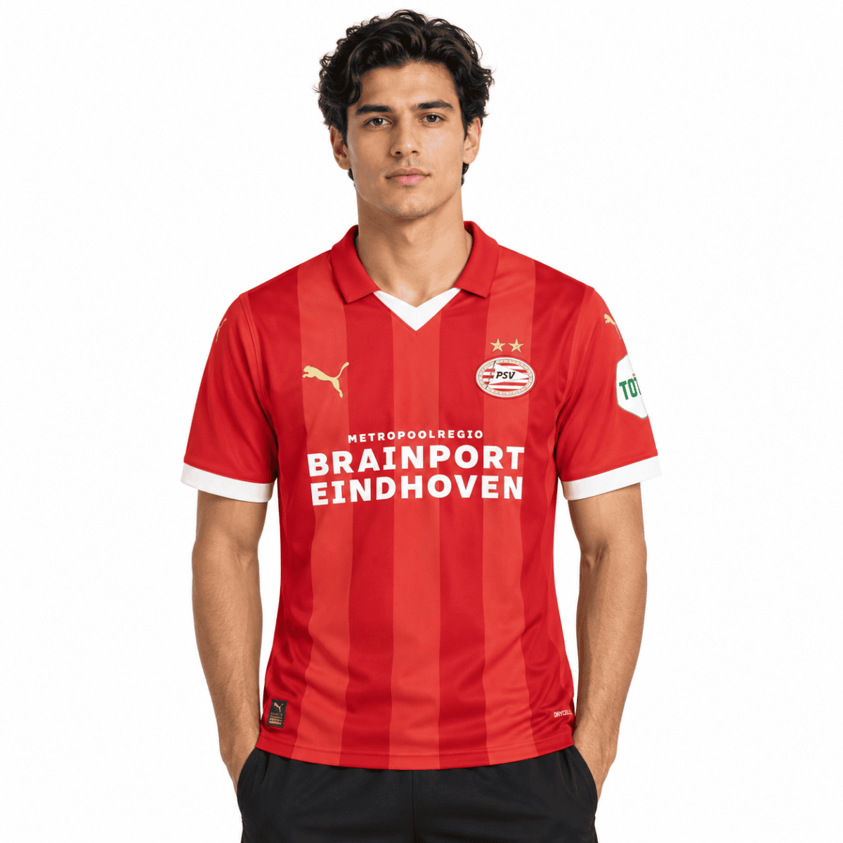 PSV Eindhoven home football jersey 23/24 season red with white accents.