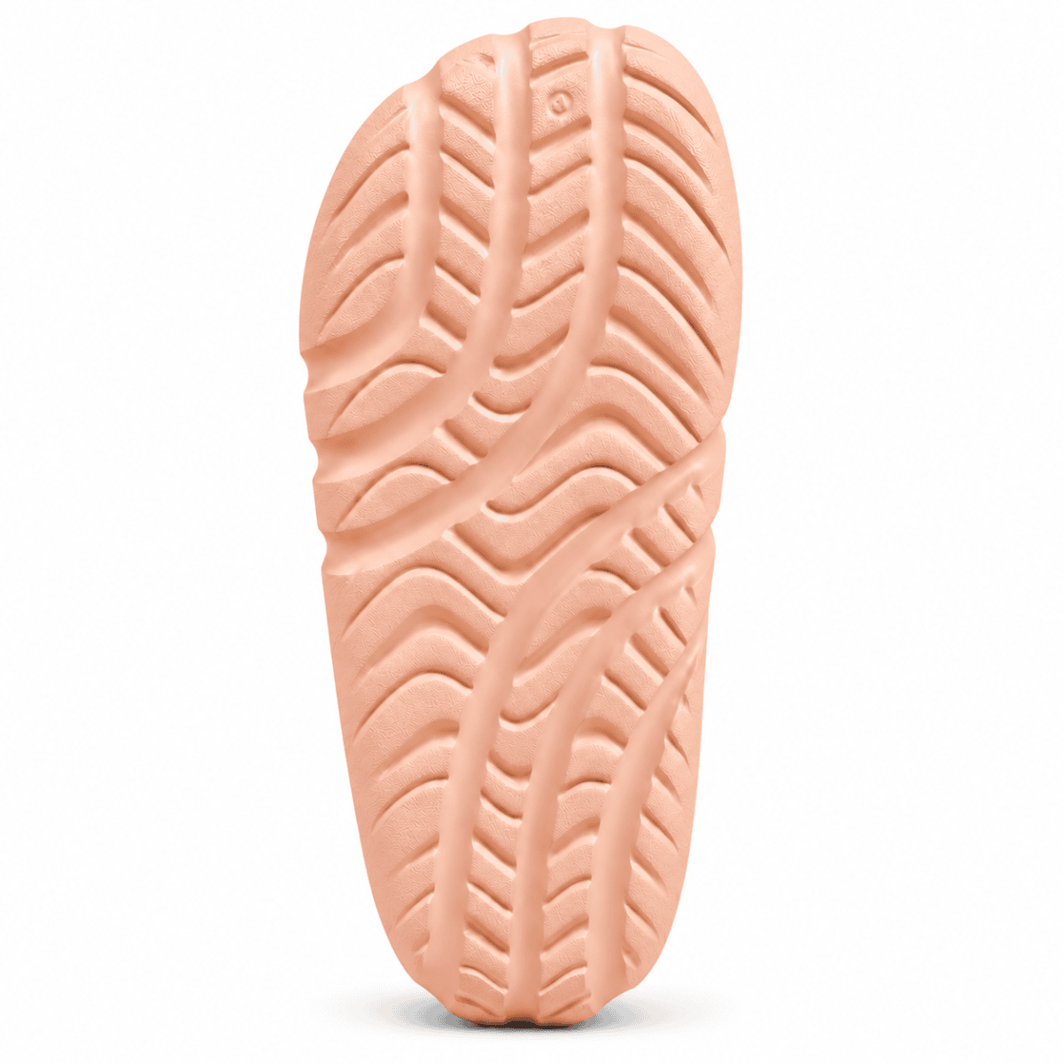 Light peach Adidas Adilette Ayoon slide sandal with textured sole.