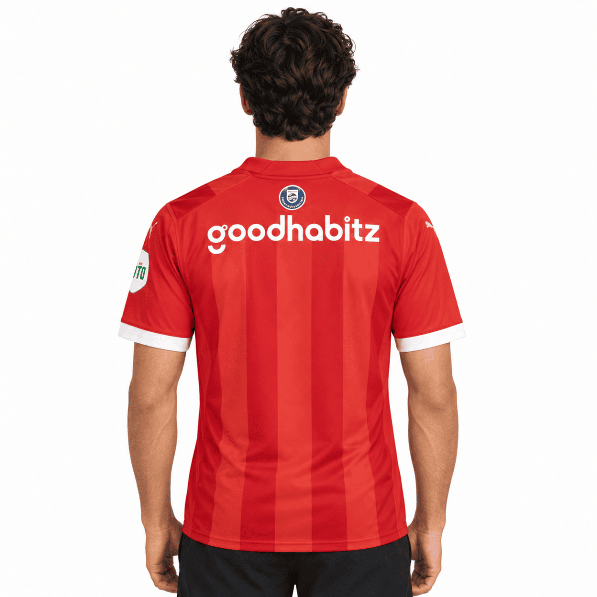 PSV Eindhoven home football kit 23/24 season red with white accents.