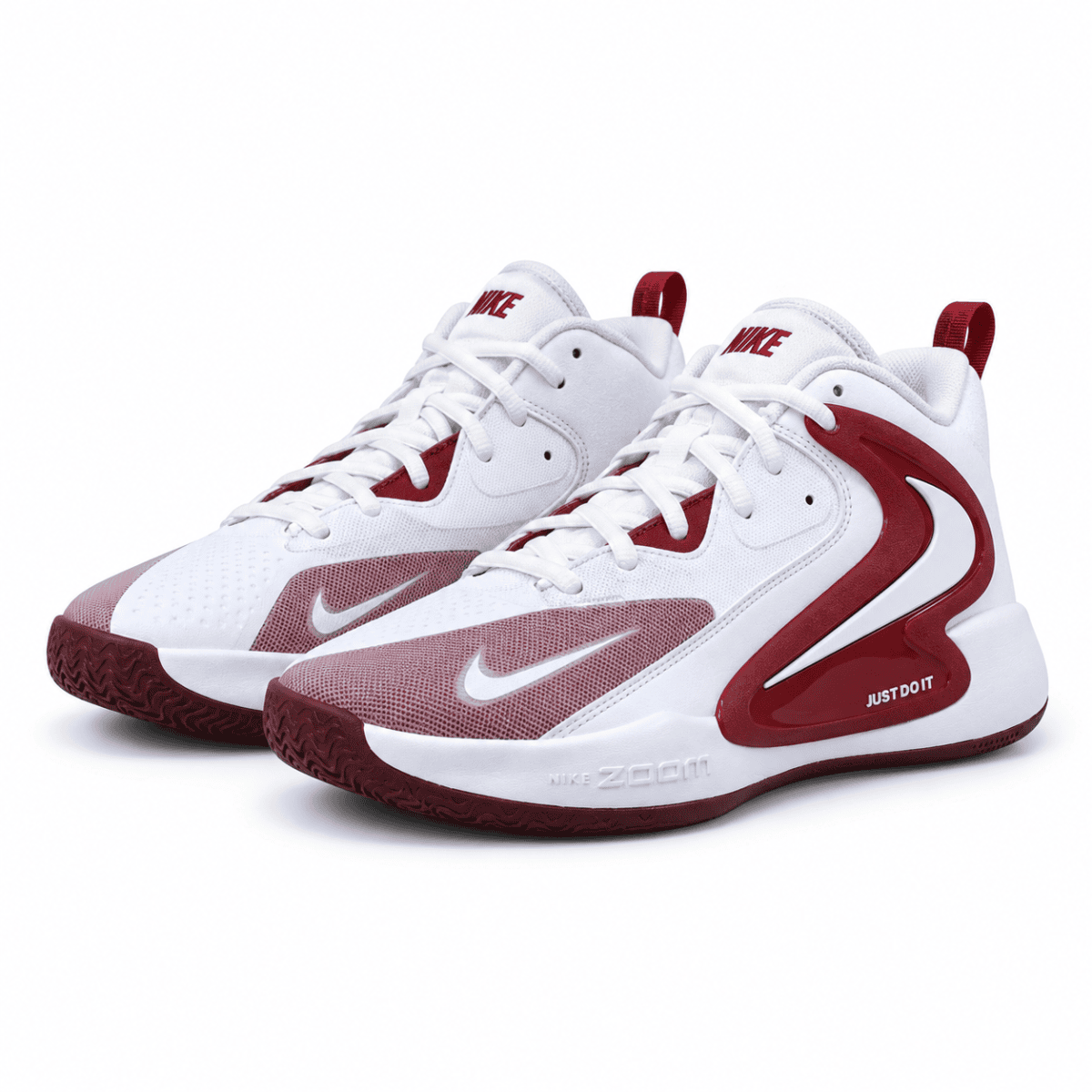Nike Air Zoom Hyperset 2 volleyball shoes in white and team red color.