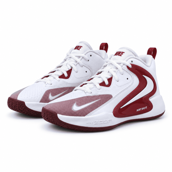 Nike Air Zoom Hyperset 2 volleyball shoes in white and team red color.