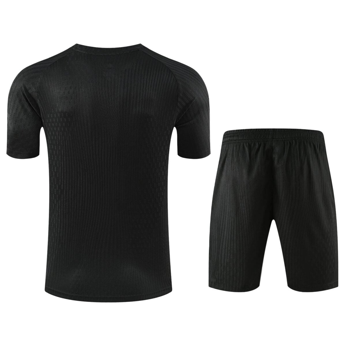 Black football training kit with jersey and shorts for UAE team.