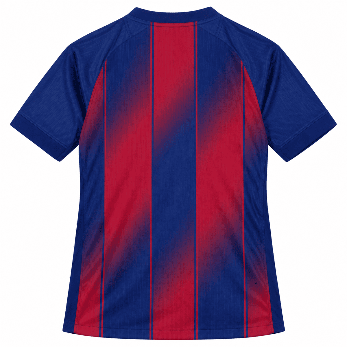 Barcelona home player version kit 2025/26 with blue and red vertical stripes.