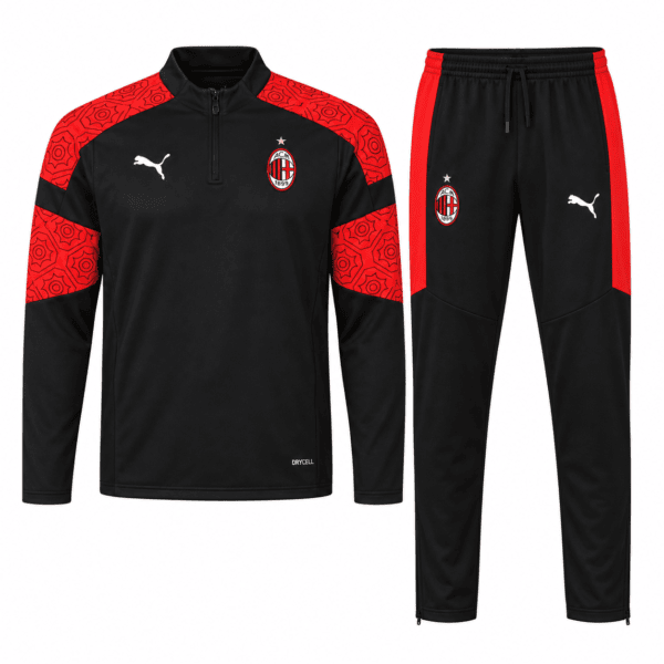ChatGPT Image Sep 11 2026 05_37_29 PM - UAE SPORT STORE AC Milan Puma tracksuit set with black and red design, Puma logo, and club crest.