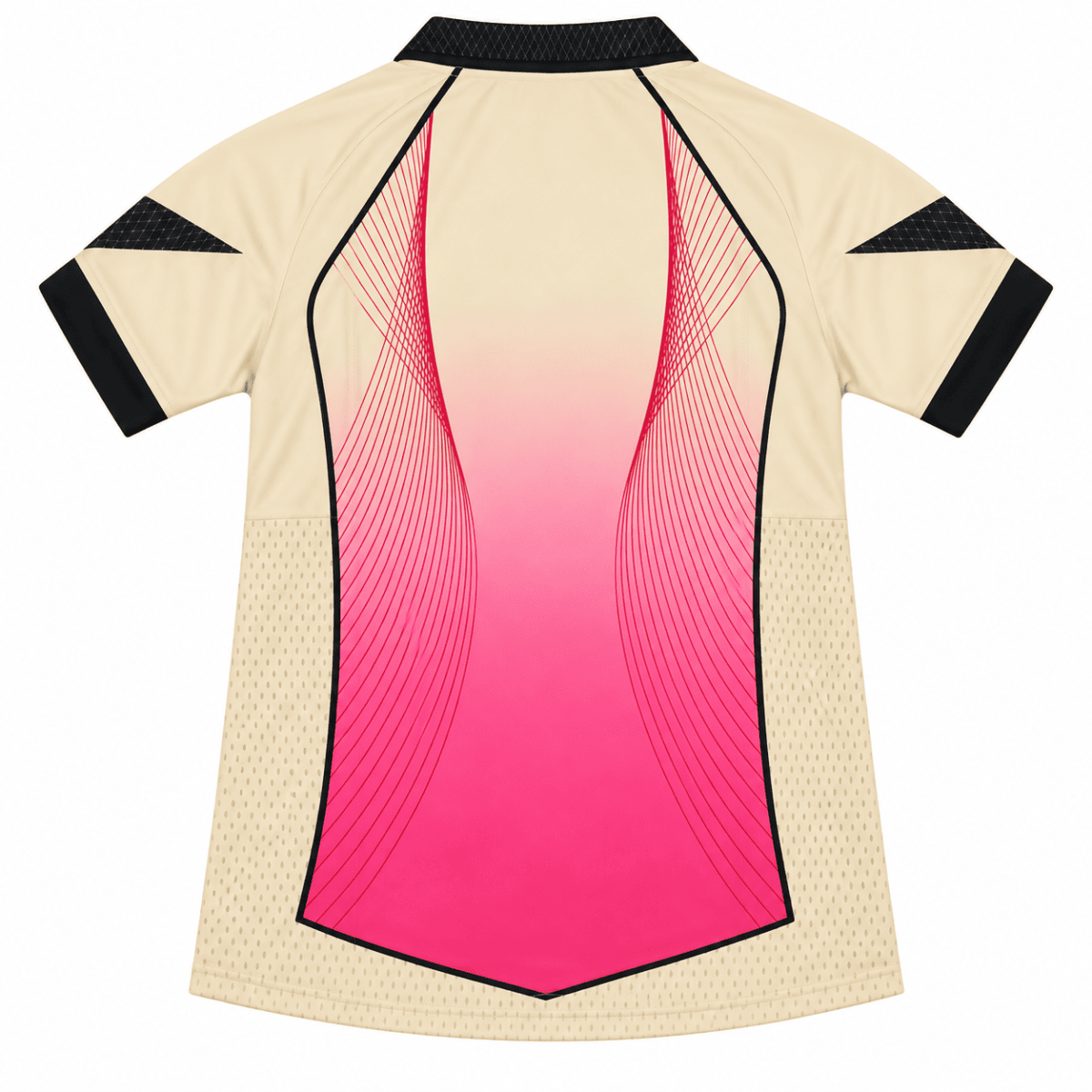 Barcelona special edition beige and pink football jersey with black accents.