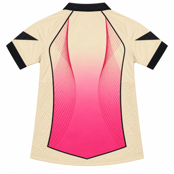 Barcelona special edition beige and pink football jersey with black accents.