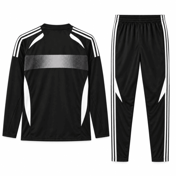 Juventus black and white training jacket and pants set for 2024 season.