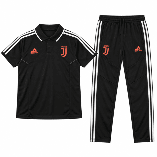 ChatGPT Image Sep 12 2026 04_55_27 PM 1 - UAE SPORT STORE Juventus black tracksuit with white stripes and red logo, polo shirt and pants.