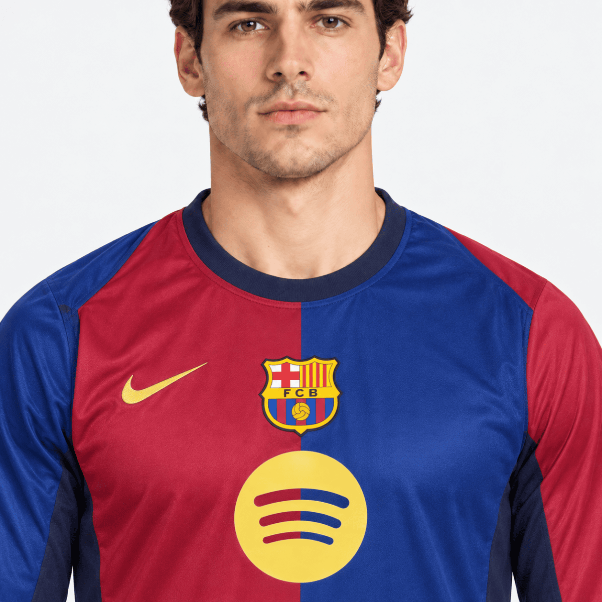 FC Barcelona home long sleeve jersey 2024/25 with club crest and sponsor logo.