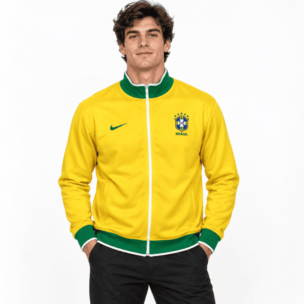 ChatGPT Image Sep 19 2026 05_38_23 PM 1 - UAE SPORT STORE Brazil national team longsleeve jersey in yellow and green with logo and Nike swoosh.