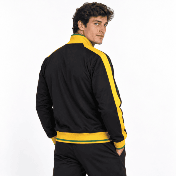 Brazil Longsleeve Special black and yellow kit, back view, on male model.