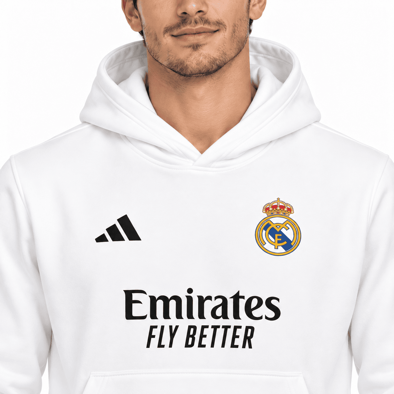 ChatGPT Image Sep 22 2026 06_14_57 PM 5 - UAE SPORT STORE Real Madrid white pullover hoodie with club crest and Adidas logo.