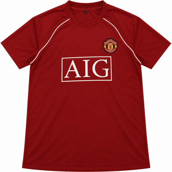 ChatGPT Image Sep 5 2026 02_09_09 PM - UAE SPORT STORE Manchester United red home kit shirt with AIG sponsor logo and club crest.