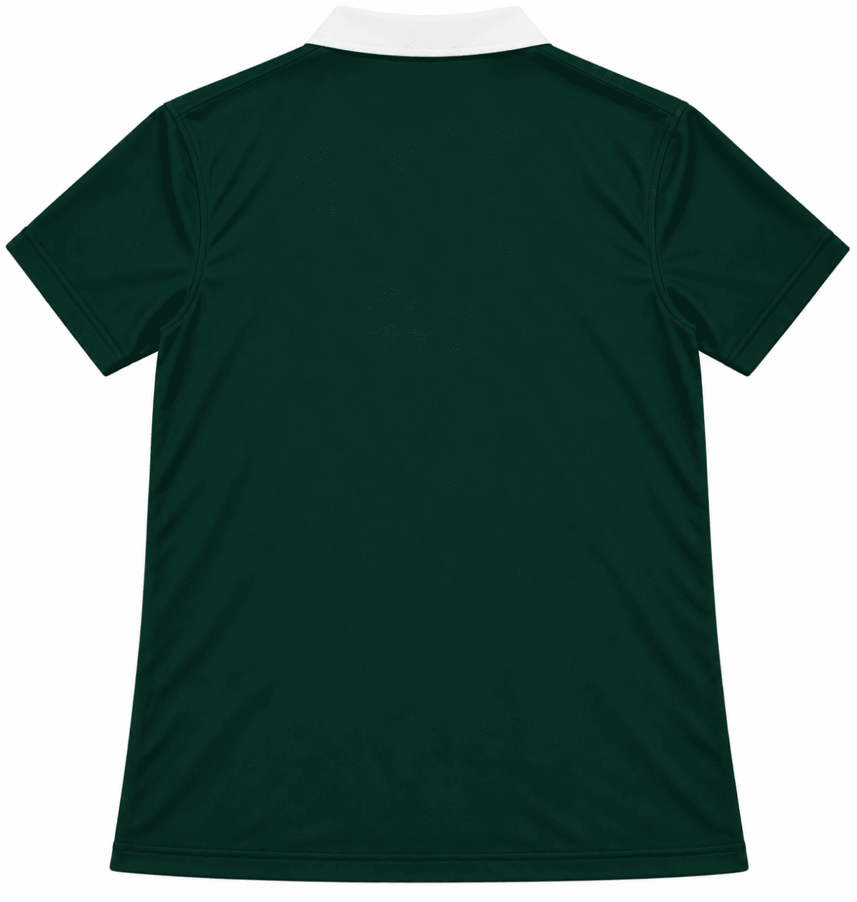 Real Madrid dark green polo shirt with white collar, front view.