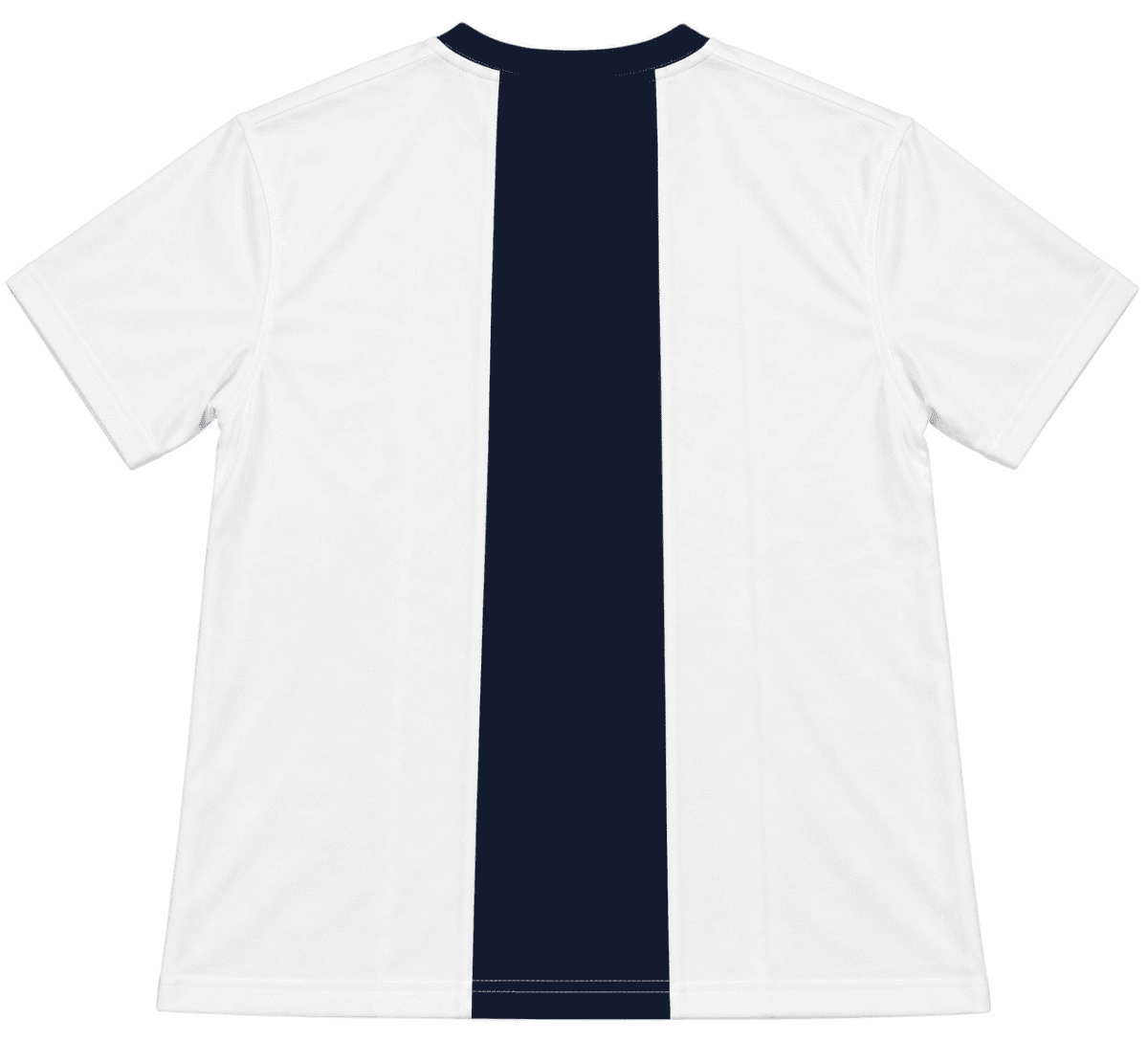 White and navy striped Barcelona polo shirt with a central navy stripe.