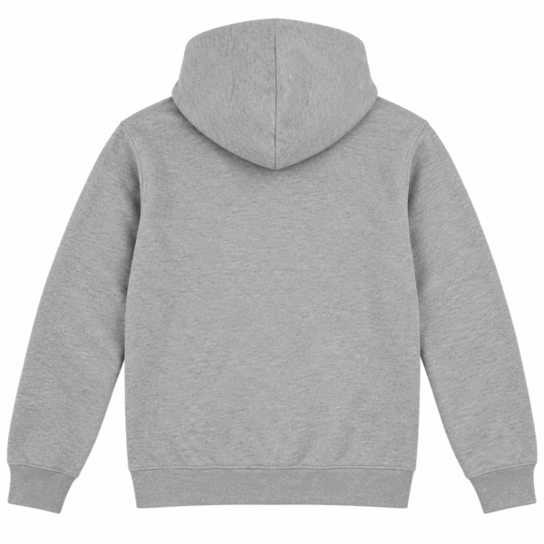 Gray hoodie with no visible branding or logos.