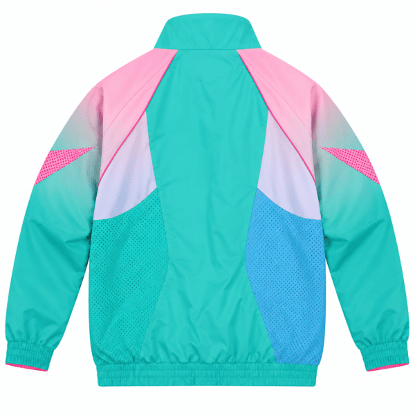 Barcelona 25/26 cyan windbreaker with pink and white accents.