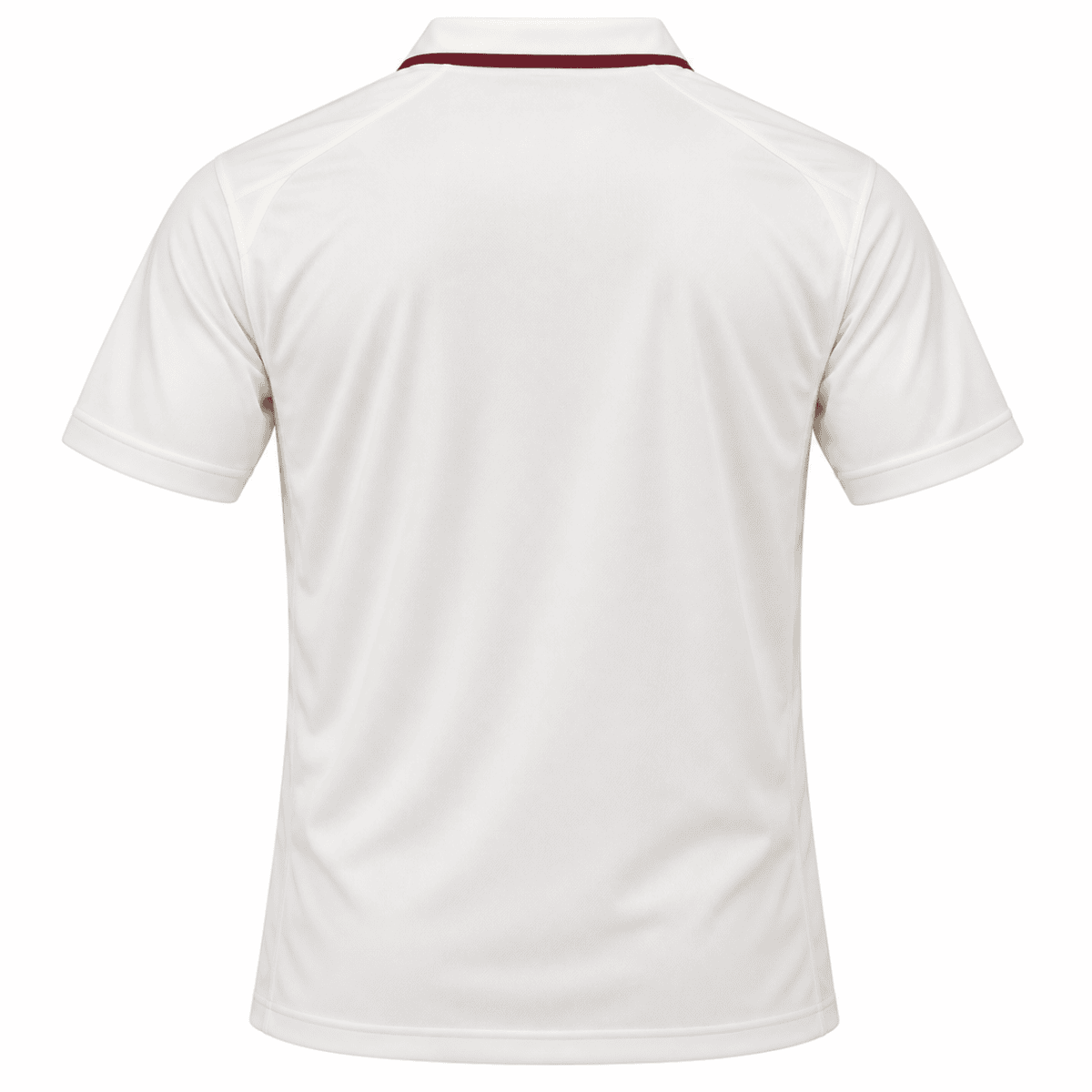 White football jersey with red accents, back view, no visible logos or sponsors.