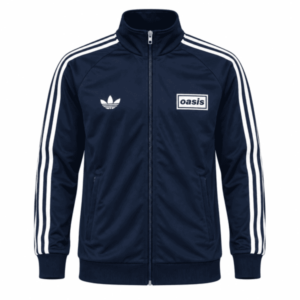 ChatGPT Image Sep 9 2026 08_04_38 PM - UAE SPORT STORE Adidas Originals Oasis Tour Logo Blue 3-Stripes Classic Top Men Track Jacket.