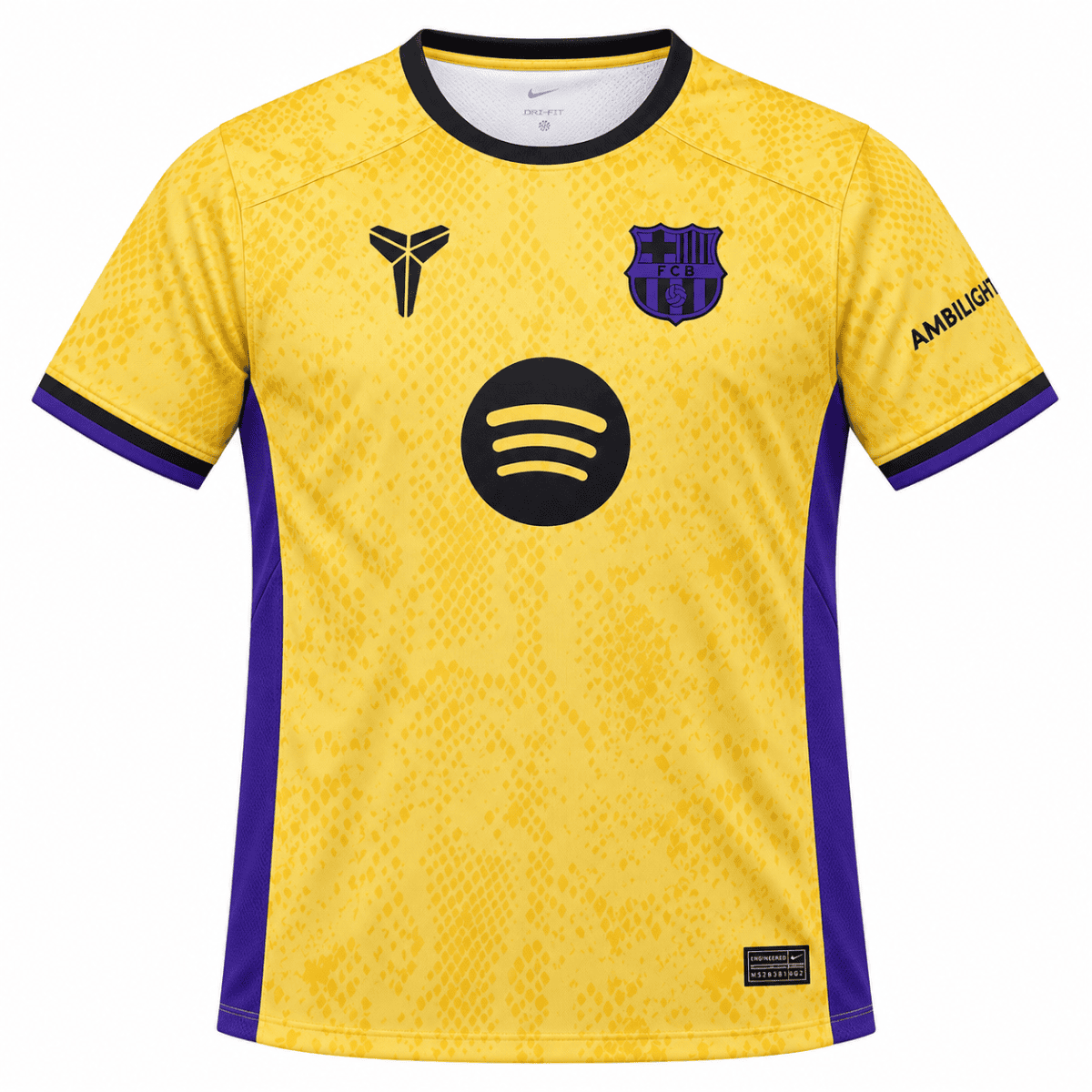 Barcelona special edition football jersey 2025/26 yellow with purple accents.