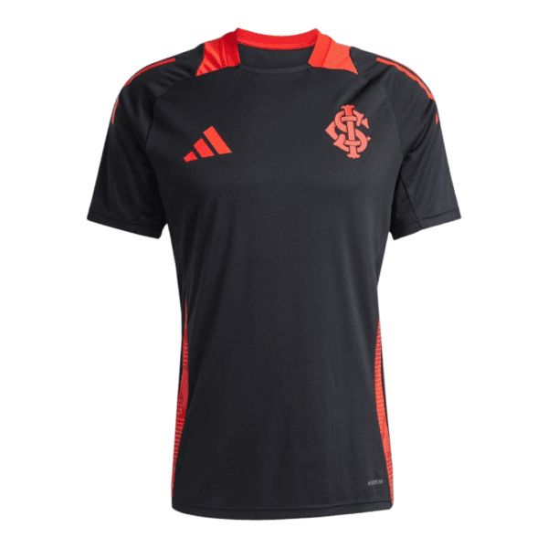 Black and red football jersey with club crest and Adidas logo.