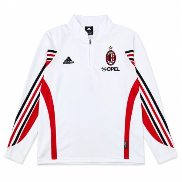 AC Milan White Retro Training Suit front view with club crest and OPEL sponsor