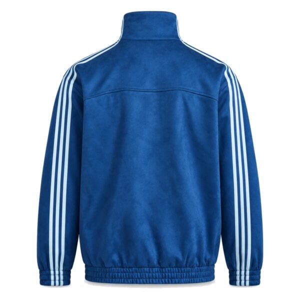 Adidas Chinese limited edition casual jacket in vintage royal blue back view with ice blue stripes