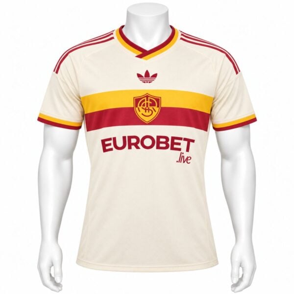 AS Roma Away Player Version Jersey 2026/27 cream yellow and red front view